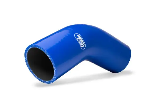 Samco Sport Fluoro silikonové redukční koleno 90° s vnitřním průměrem 32 mm > 28 mm pro vedení oleje a nafty, barva fire červená (maskáčový vzor) Jen Po Omezenou Doba