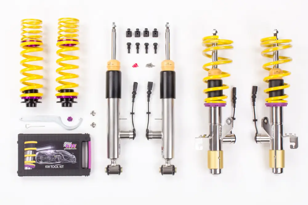 Výškově stavitelný podvozek KW DDC - Plug & Play, DDC - Plug & Play s elektronicky nastavitelnou tuhostí pro Škoda Octavia III Combi max zatížení PN do 1140 kg s uchycením př. tlumiče 55 mm, pro vozy s DCC Objednat Nyní