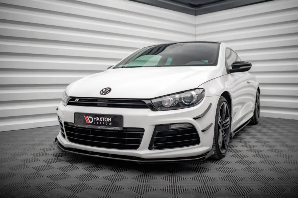 Maxton Design "Street Pro" spoiler pod přední nárazník s křidélky pro Volkswagen Scirocco R Mk3, plast ABS bez povrchové úpravy Rychlé Dodání