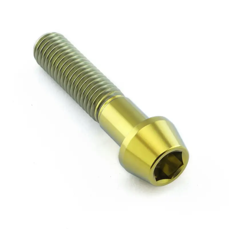 Pro-Bolt titanový inbusový šroub s kónusovou hlavou se závitem M10 x 1,25 mm a délkou 45 mm, barva zlatá Tovární Cena