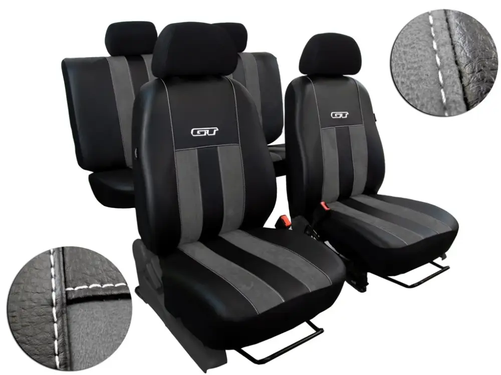 Autopotahy Škoda Octavia III, kožené s alcantarou, GT, bez zadní oketní opěrky, tm. šedé Omezená Nabídka
